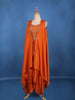 Rust Orange Floral Embroidered Design Georgette Skirt Top