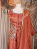 Rust Orange Floral Embroidered Design Tissue Organza Peplum Palazzo Suit with Dupatta