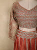 Rust Orange Floral Embroidered Design Tissue Silk Designer Lehenga With Dupatta
