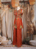 Rust Orange Floral Embroidered Design Tissue Silk Palazzo Suit