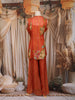 Rust Orange Floral Embroidered Design Tissue Silk Palazzo Suit