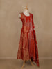 Rust Orange Floral Embroidered Tissue Silk Anarkali Salwar Suit