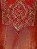Rust Orange Floral Embroidered Tissue Silk Anarkali Salwar Suit