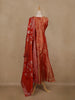 Rust Orange Floral Embroidered Tissue Silk Anarkali Salwar Suit