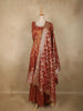 Rust Orange Floral Embroidered Tissue Silk Palazzo Suit with Dupatta