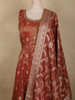 Rust Orange Floral Embroidered Tissue Silk Palazzo Suit with Dupatta