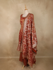 Rust Orange Floral Embroidered Tissue Silk Palazzo Suit with Dupatta