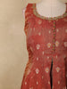 Rust Orange Floral Embroidered Tissue Silk Palazzo Suit with Dupatta