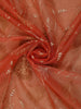 Rust Orange Floral Embroidery Design Organza Saree