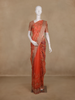 Rust Orange Floral Embroidery Design Organza Saree