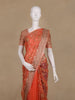 Rust Orange Floral Embroidery Design Organza Saree