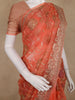 Rust Orange Floral Embroidery Design Organza Saree