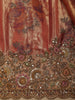 Rust Orange Floral Heavy Sequins and Beads Embroidered Design Tissue Designer Saree