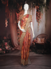 Rust Orange Floral Heavy Sequins and Beads Embroidered Design Tissue Designer Saree