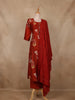 Rust Orange Floral Printed Cotton Salwar Suit with Dupatta