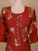 Rust Orange Floral Printed Cotton Salwar Suit with Dupatta