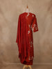 Rust Orange Floral Printed Cotton Salwar Suit with Dupatta