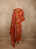 Rust Orange Floral Printed Design Cotton Salwar Suit with Dupatta