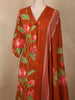 Rust Orange Floral Printed Design Cotton Salwar Suit with Dupatta