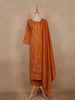 Rust Orange Floral Printed Design Cotton Straight Cut Salwar Suit