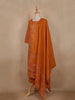 Rust Orange Floral Printed Design Cotton Straight Cut Salwar Suit