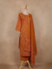 Rust Orange Floral Printed Design Cotton Straight Cut Salwar Suit