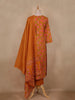 Rust Orange Floral Printed Design Cotton Straight Cut Salwar Suit