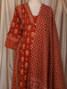 Rust Orange Floral Printed Design Cotton Straight Cut Salwar Suit with Matching Dupatta