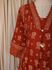 Rust Orange Floral Printed Design Cotton Straight Cut Salwar Suit with Matching Dupatta
