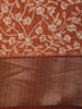 Rust Orange Floral Printed Design Mixed Cotton Saree