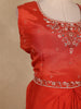 Rust Orange Floral Sequins Embroidered Chiffon Skirt Top