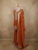 Rust Orange Floral Sequins Embroidered Design Georgette Sharara Suit with Dupatta