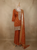 Rust Orange Floral Sequins Embroidered Design Georgette Sharara Suit with Dupatta