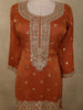 Rust Orange Floral Sequins Embroidered Design Georgette Sharara Suit with Dupatta