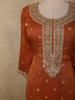 Rust Orange Floral Sequins Embroidered Design Georgette Sharara Suit with Dupatta