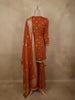 Rust Orange Floral Sequins Embroidered Design Georgette Sharara Suit with Dupatta