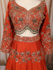 Rust Orange Floral Sequins and Beads Embroidered Design Banarasi Silk Bridal Lehenga with Matching Dupatta