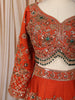 Rust Orange Floral Sequins and Beads Embroidered Design Banarasi Silk Bridal Lehenga with Matching Dupatta