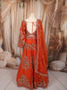 Rust Orange Floral Sequins and Beads Embroidered Design Banarasi Silk Bridal Lehenga with Matching Dupatta