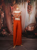 Rust Orange Floral Sequins and Beads Embroidered Design Georgette Palazzo Suit with Matching Choker Dupatta