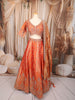 Rust Orange Floral Sequins and Beads Embroidered Design Tissue Banarasi Bridal Lehenga with Matching Dupatta