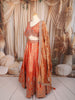 Rust Orange Floral Sequins and Beads Embroidered Design Tissue Banarasi Bridal Lehenga with Matching Dupatta