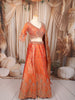Rust Orange Floral Sequins and Beads Embroidered Design Tissue Banarasi Bridal Lehenga with Matching Dupatta