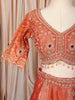 Rust Orange Floral Sequins and Beads Embroidered Design Tissue Banarasi Bridal Lehenga with Matching Dupatta