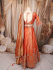 Rust Orange Floral Sequins and Beads Embroidered Design Tissue Banarasi Bridal Lehenga with Matching Dupatta