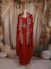 Rust Orange Floral Sequins and Zari Embroidered Design Satin Skirt Top With Over Coat
