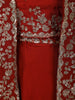 Rust Orange Floral Sequins and Zari Embroidered Design Satin Skirt Top With Over Coat
