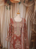 Rust Orange Floral Sequins and Zari Embroidered Design Tissue Silk Palazzo Suit with Matching Dupatta