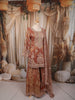 Rust Orange Floral Sequins and Zari Embroidered Design Tissue Silk Palazzo Suit with Matching Dupatta