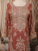 Rust Orange Floral Sequins and Zari Embroidered Design Tissue Silk Palazzo Suit with Matching Dupatta